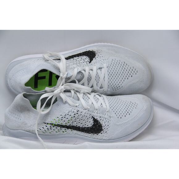 Nike Free RN Flyknit Running Shoes Womens Size 10 White Platinum Sneakers - Picture 7 of 9